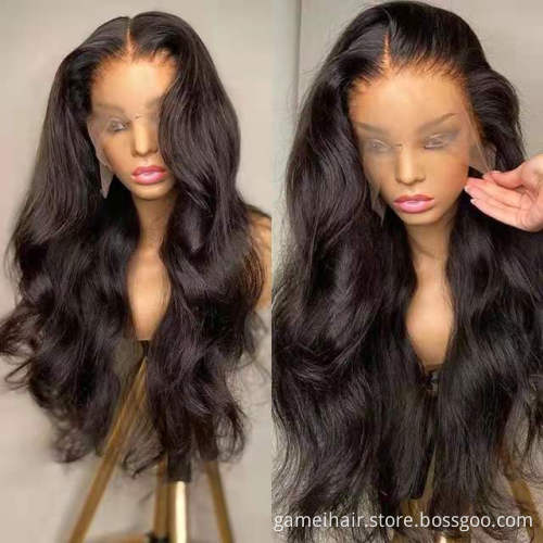 Body Wave Virgin Brazilian Hair Wigs Pre Plucked Raw Swiss HD Lace Closure Body Wave Curly 13*4  Lace front Wig